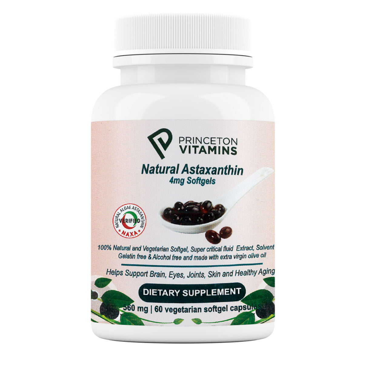 Natural Astaxanthin 4mg -  60 Vegetarian Softgel Caps